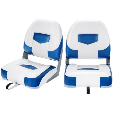 Siège de Bateau 2 pcs avec Mousse Épaisse Charnière en Métal Bleu et Blanc 50x42x52cm CW7683 Maison Chic (1/5)