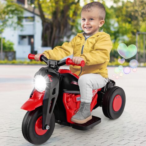 Moto Électrique 3 Roues Enfant 6v - Phares, Musique - 3-6 Ans - Rouge