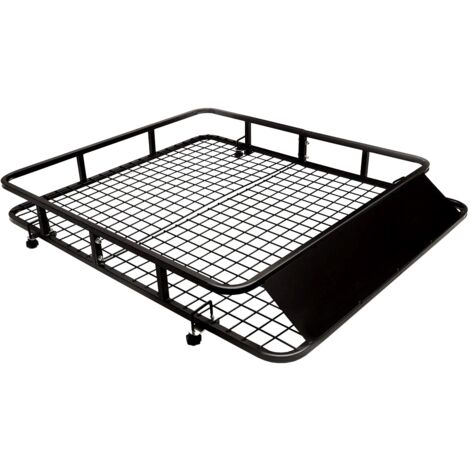 Porte-Bagages de Toit pour Voiture en Métal 122,5x102CM avec Déflecteur d’Air Capacité 75 KG Noir Accessoires Automobiles CW5658 Maison Chic