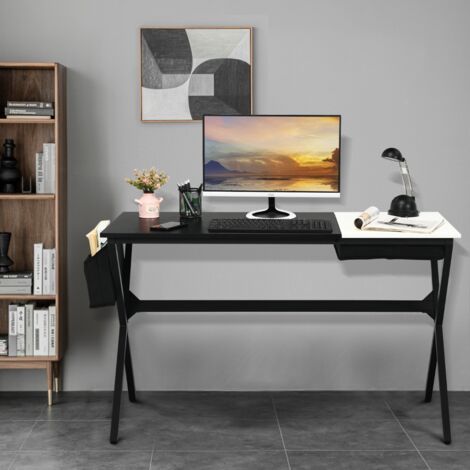 Bureau d'Ordinateur de Bureau 120CM Tiroir Cubique Espace de Stockage Caché Latéral Station de Travail Moderne et Élégante pour Ordinateur Portable Noir Maison Chic (1/5)