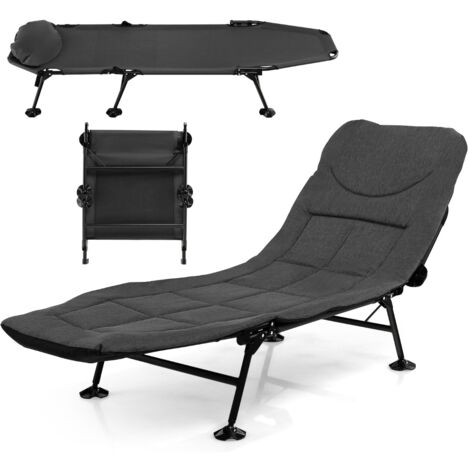 Lit De Camp Pliable 1 Personne - Ultra Robuste Jusqu'à 200 Kg, Verrouillage 4 Positions | Parfait Pour Le Bureau, Voyage & Extérieur