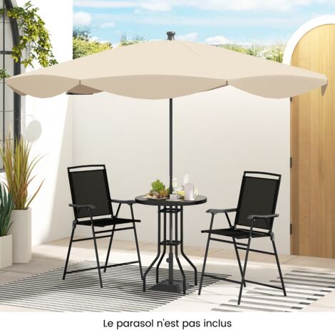 Bistrot pour Patio 3 Pièces Table et Chaises Pliantes de Bar de Jardin avec Plateau de Table DPC Trou pour Parasol et Repose-pieds Maison Chic (1/5)