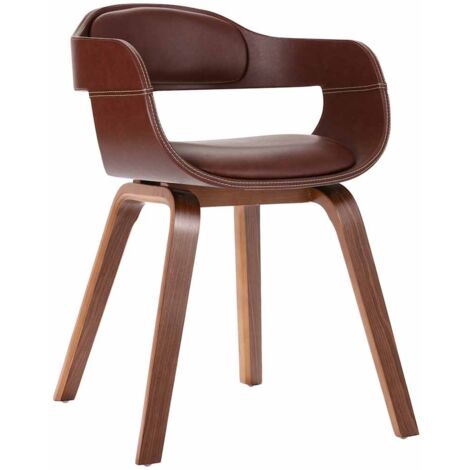 Chaise à manger, Chaise à dîner, Chaise cuisine Marron Bois courbé et similicuir DESIGN IN (1/5)