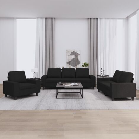 Ensemble de canapés 3 pcs, Canapés droit, Banquettes Sofa de Salon noir tissu DESIGN IN (1/5)