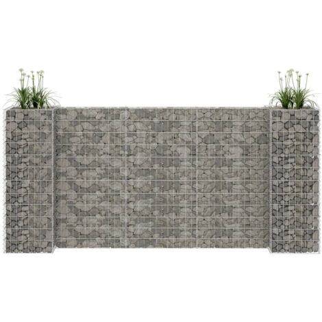 Mur en gabion, Jardinière à gabion, pot de fleurs, bacs à fleurs en h fil d'acier 260x40x120 cm pjhr18061 DESIGN IN (1/5)