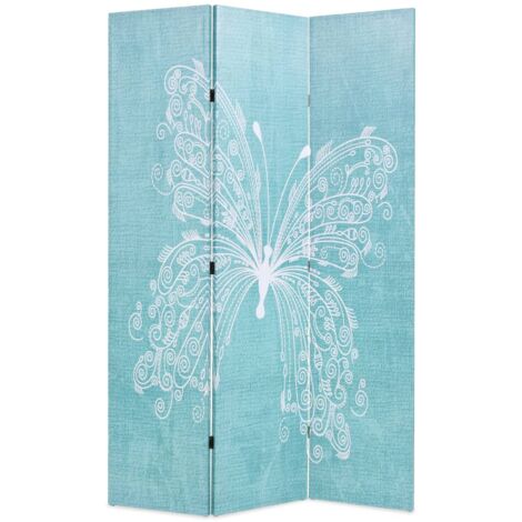 Paravent, Cloison de séparation, Séparateur de pièce de séparation pliable 120 x 170 cm Papillon Bleu CON102144 DESIGN IN (1/5)