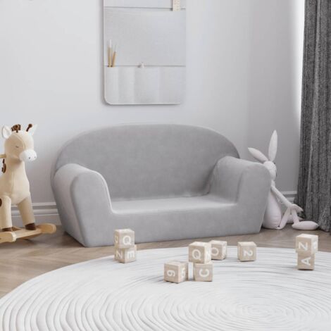 Canapé pour enfants 2 places, Canapé droit, Canapé fixe gris clair peluche douce FR965602 DESIGN IN (1/5)