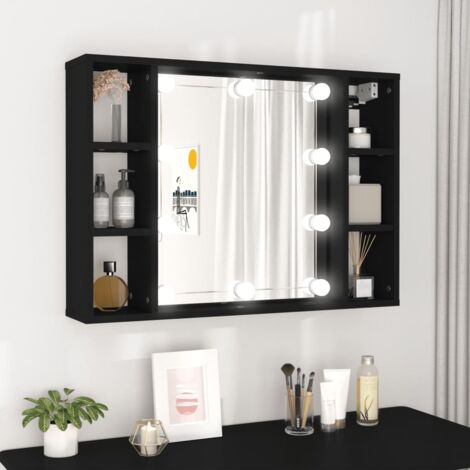 Armoire à miroir avec LED, Armoire de toilette,Armoire murale de salle de bain noir 76x15x55 cm pewv24238 DESIGN IN (1/5)