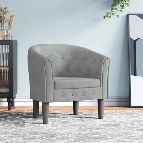 Chaise cabriolet, Chaise salon confortable, Fauteuil de Relaxation gris clair velours WRG386788 DESIGN IN