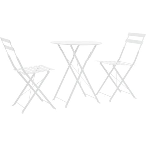 3 pcs Ensemble table + 2 Chaisess de jardin，Salon de jardin acier blanc pewv83347 DESIGN IN (1/5)