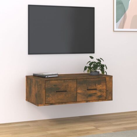 Armoire TV, Banc TV, Meuble TV moderne suspendue chêne fumé 80x36x25 cm bois d'ingénierie pwfn50326 DESIGN IN (1/5)