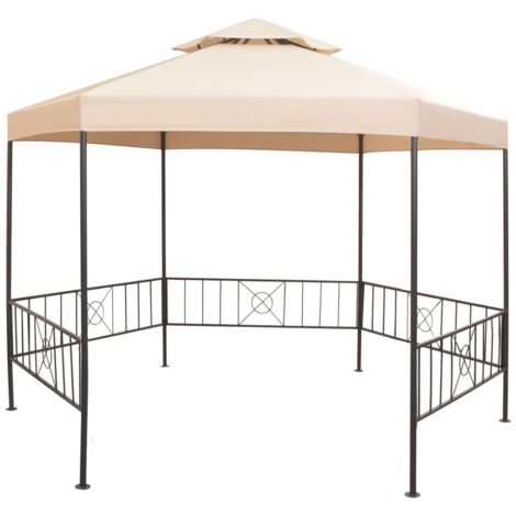 Tonnelle et Pergola de jardin tente de jardin Chapiteau Hexagonal Beige 323 x 265 cm OWV11771 DESIGN IN (1/5)