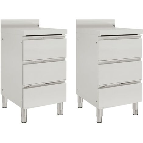 2 pcs Armoires de cuisine commerciale, Plan de travail avec 3 tiroirs inox -asaf46447 Maison Chic (1/5)