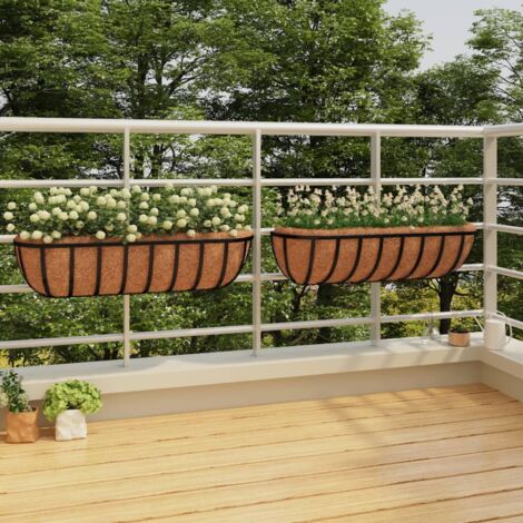 Jardinière murales, Bac à fleurs, pot de fleurs 2 pcs en coco noir 61x19x16 cm acier -asaf98920 DESIGN IN (1/4)