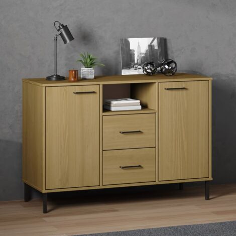 Buffet, Bahut, Armoire de rangement avec pieds en métal Marron 113x40x77 cm Bois massif OSLO FR683843 DESIGN IN (1/5)