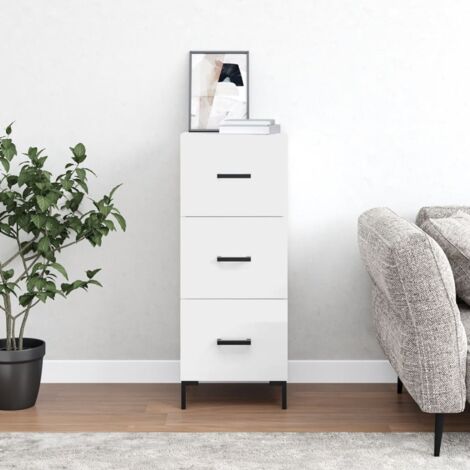 Buffet, Bahut, Armoire de rangement Blanc brillant 34,5x34x90 cm Bois d'ingénierie FR592353 DESIGN IN (1/5)