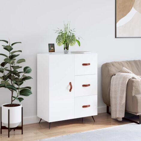 Buffet, Bahut, Armoire de rangement Blanc brillant 69,5x34x90 cm Bois d'ingénierie FR987902 DESIGN IN (1/5)