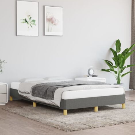 Lit double - 120x200 cm, Lit adulte et enfants, Cadre de lit sans matelas gris foncé tissu FR607314 DESIGN IN (1/5)