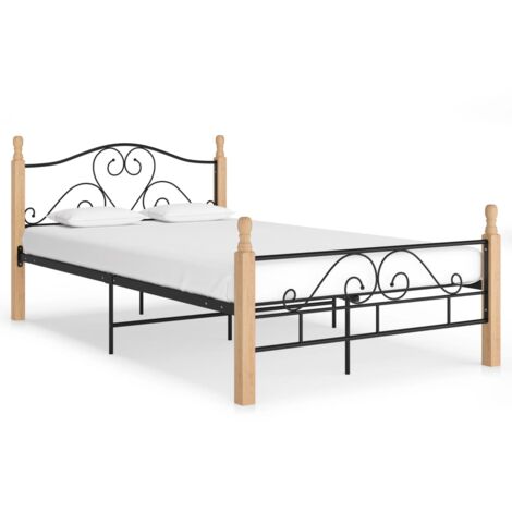 Lit double - 120x200 cm, Lit adulte et enfants, Cadre de lit sans matelas noir métal FR447378 DESIGN IN (1/5)