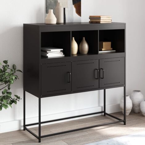 Buffet, Bahut, Armoire de rangement noir 100,5x39x107 cm acier FR519094 DESIGN IN (1/5)