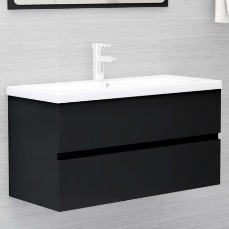 Maison Chic – Meuble sous vasque noir 90x38,5x45 cm – Aggloméré robuste – Tiroir de rangement – Facile à nettoyer - jax89825