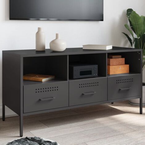 Meuble TV, Banc TV, Armoire de rangement noir 100,5x39x50,5 cm acier FR672948 DESIGN IN (1/5)