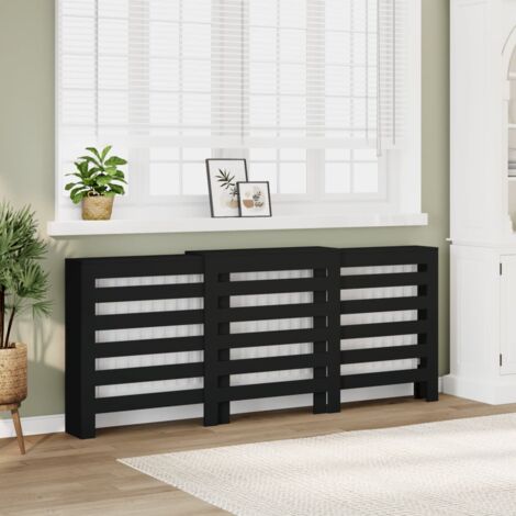 Cache-radiateur, Équipement pour radiateur noir 205x21,5x83,5 cm bois d'ingénierie DESIGN IN731522
