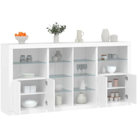 Buffet, Bahut, Meubles de rangement, Commodes avec lumières LED blanc 202x37x100 cm WFE556687 DESIGN IN (1/5)