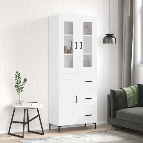 Buffet haut, Enfilade, Armoire de cuisine Blanc 69,5x34x180 cm Bois d'ingénierie WFE596813 DESIGN IN (1/5)
