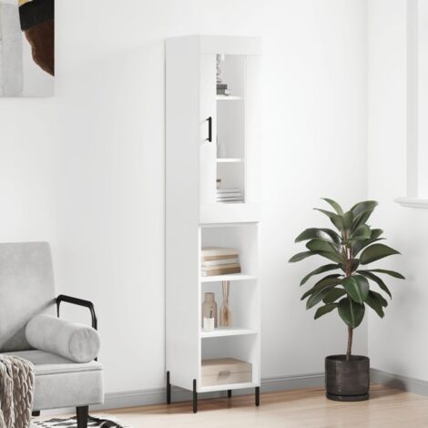 Buffet haut, Enfilade, Armoire de cuisine Blanc 34,5x34x180 cm Bois d'ingénierie WFE211529 DESIGN IN (1/5)