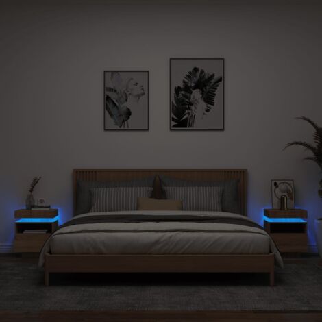Lot de 2 Tables de chevet et LED, Tables d'appoint, Tables de nuit chêne sonoma DESIGN IN285716 (1/5)