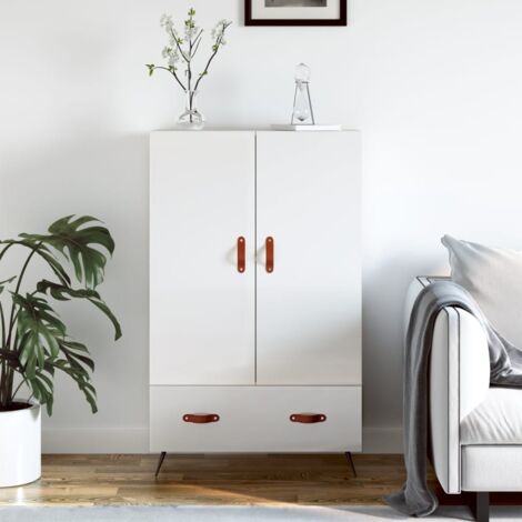 Buffet haut, Enfilade, Armoire de cuisine blanc brillant 69,5x31x115 cm bois d'ingénierie WFE547210 DESIGN IN (1/5)