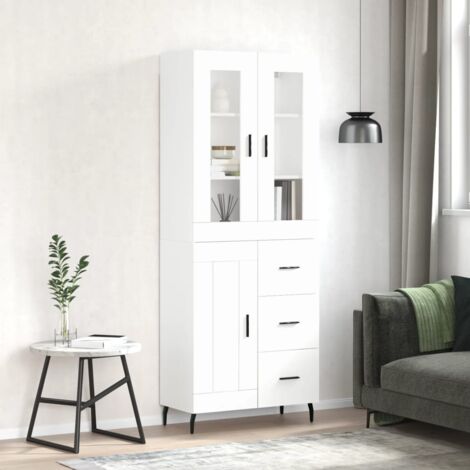 Buffet haut, Enfilade, Armoire de cuisine Blanc 69,5x34x180 cm Bois d'ingénierie WFE800789 DESIGN IN (1/5)