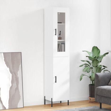 Buffet haut, Enfilade, Armoire de cuisine Blanc 34,5x34x180 cm Bois d'ingénierie WFE884085 DESIGN IN (1/5)