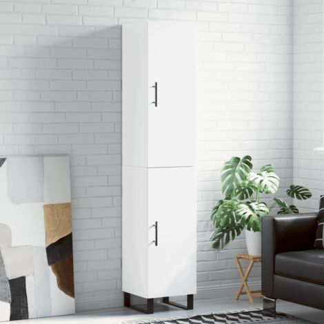 Buffet haut, Enfilade, Armoire de cuisine Blanc 34,5x34x180 cm Bois d'ingénierie WFE662483 DESIGN IN (1/5)