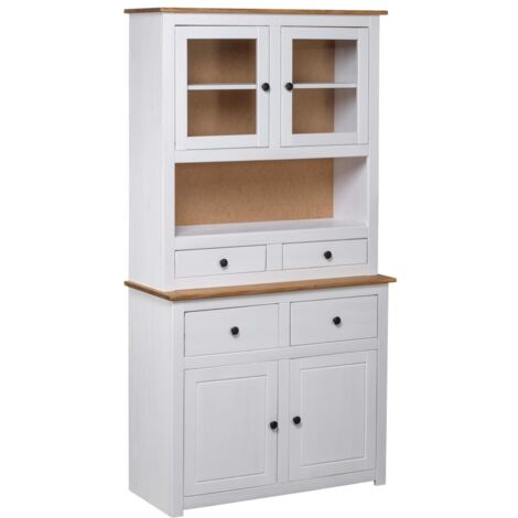 Buffet haut, Enfilade, Armoire de cuisine Blanc 93x40,5x180 cm Pin Gamme Panama WFE866750 Maison Chic (1/5)