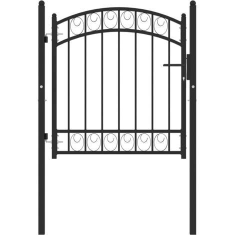 Portail, Porte de jardin, Portillon de clôture avec dessus arqué Acier 100x100 cm Noir WFE437949 DESIGN IN (1/5)