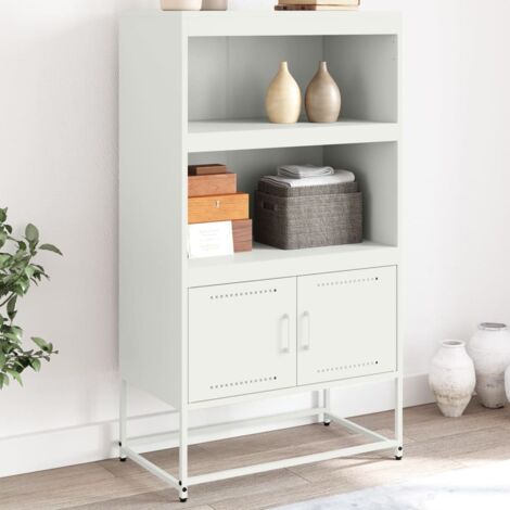 Buffet haut, Enfilade, Armoire de cuisine blanc 68,5x38,5x123,5 cm acier WFE290977 DESIGN IN (1/5)