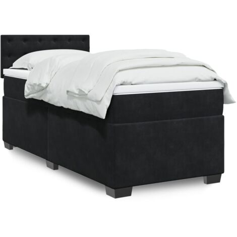 Lit simple - 100x200 cm, Sommier à lattes de lit avec matelas Noir Velours WFE777634 Maison Chic (1/5)
