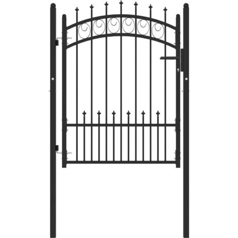 Portail, Porte de jardin, Portillon de clôture avec pointes Acier 100x125 cm Noir WFE449101 DESIGN IN (1/5)