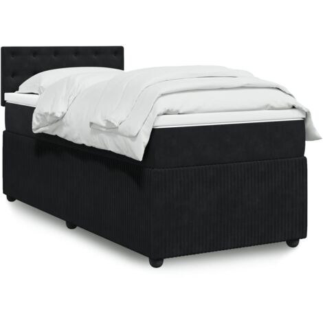 Lit simple - 100x200 cm, Sommier à lattes de lit avec matelas Noir Velours WFE518953 Maison Chic (1/5)