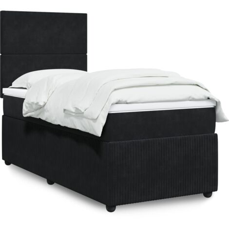 Lit simple - 100x200 cm, Sommier à lattes de lit avec matelas Noir Velours WFE697082 Maison Chic (1/5)