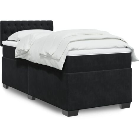 Lit simple - 100x200 cm, Sommier à lattes de lit avec matelas Noir Velours WFE450394 Maison Chic (1/5)