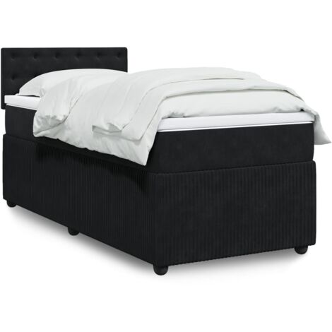 Lit simple - 100x200 cm, Sommier à lattes de lit avec matelas Noir Velours WFE544960 Maison Chic (1/5)
