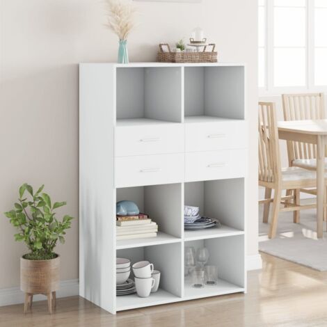 Buffet haut, Enfilade, Armoire de cuisine blanc 80x42,5x124 cm bois d'ingénierie WFE849521 DESIGN IN (1/5)