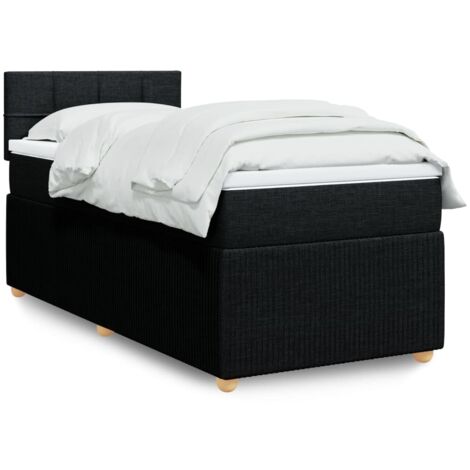 Lit simple - 100x200 cm, Sommier à lattes de lit avec matelas Noir Tissu WFE792798 Maison Chic (1/5)