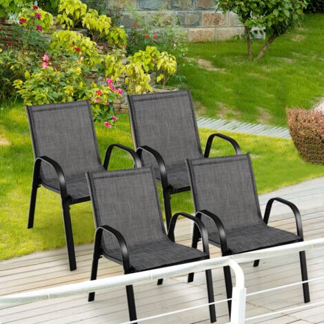 Lot de 4 Chaises empliables Tissu Respirant et Structure Antirouille Charge Max 120kg pour Jardin Terrasse Balcon Maison Chic (1/5)