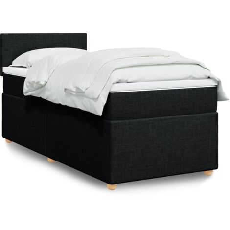Lit simple - 100x200 cm, Sommier à lattes de lit avec matelas Noir Tissu WFE913231 Maison Chic (1/5)