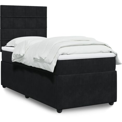 Lit simple - 100x200 cm, Sommier à lattes de lit avec matelas Noir Velours WFE123930 Maison Chic (1/5)
