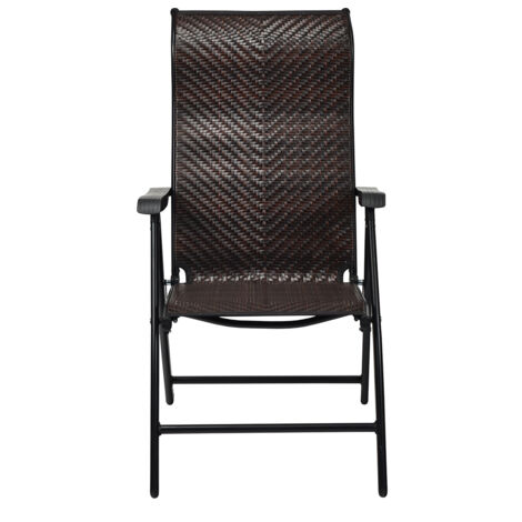 Chaises Pliantes de Jardin en Rotin 1 Pièces avec Dossier Réglable pour Extérieur&Intérieur 71x58x111cm Marron Maison Chic (1/5)
